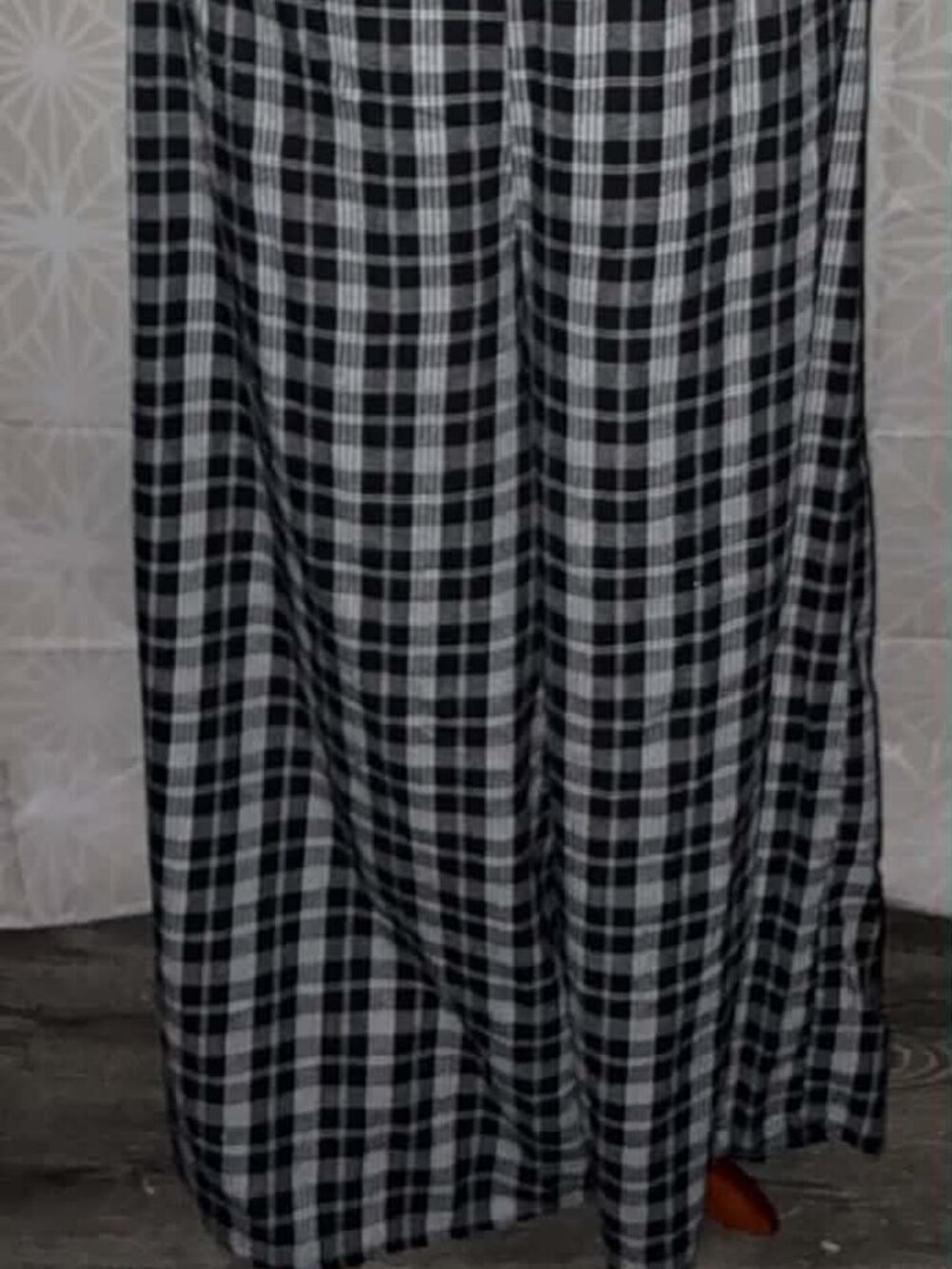 Fashion Nova Plaid Wide‑Leg Pants – Black/White (Size 3XL)